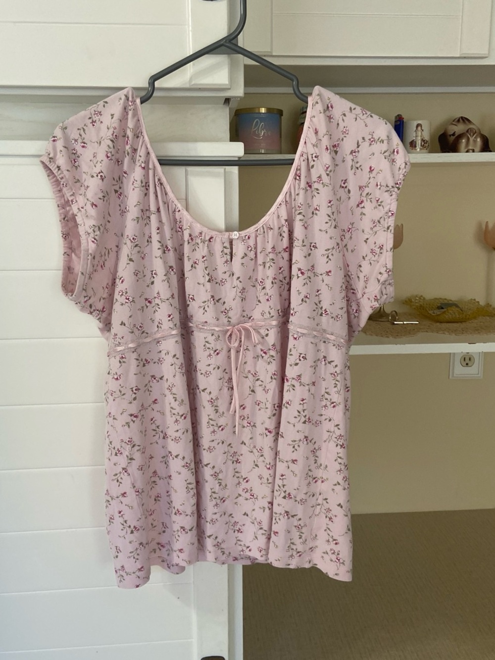 Pink floral babydoll blouse